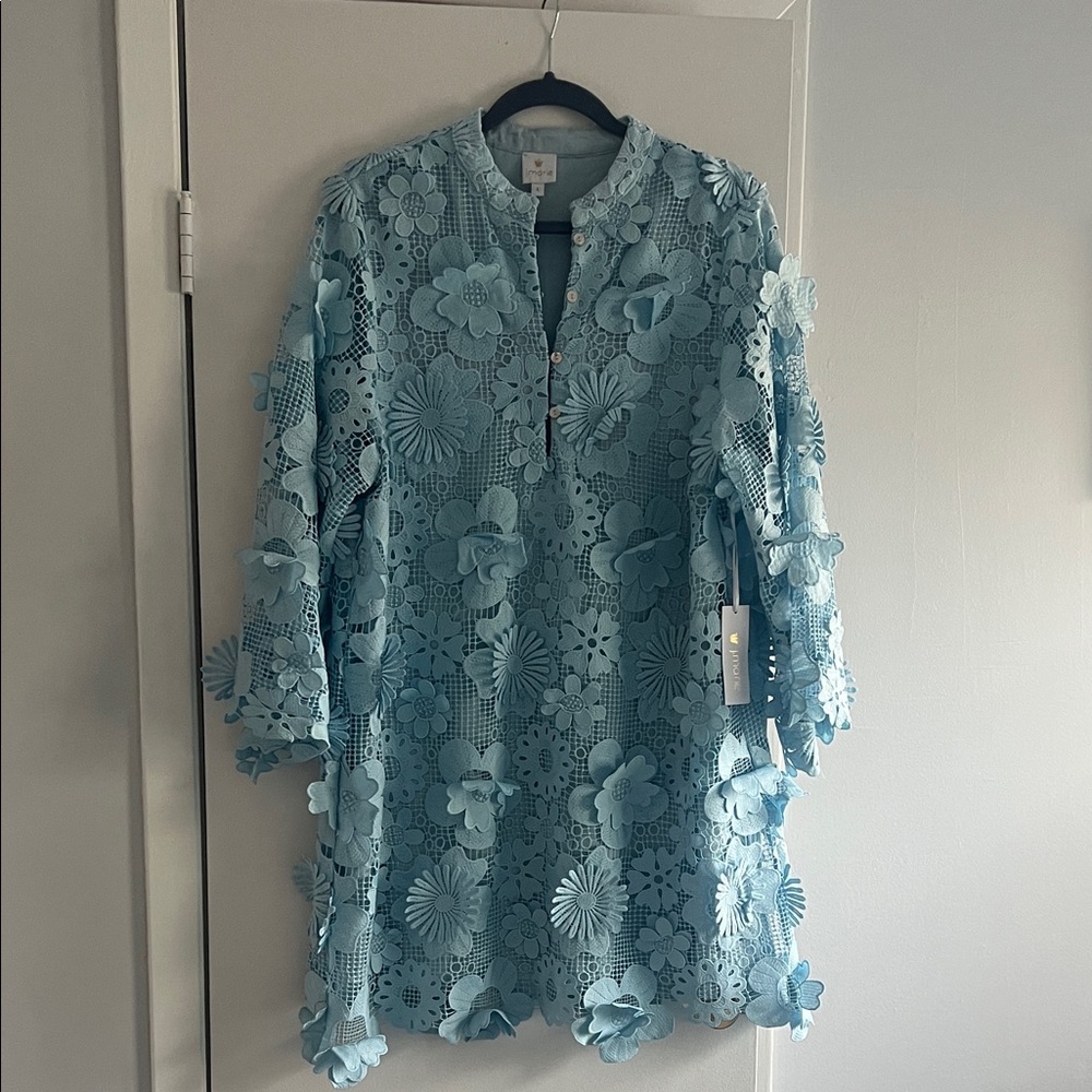 J Marie SeraphinaLight Blue 3D Floral Lace Tunic Dress Anthropologie.